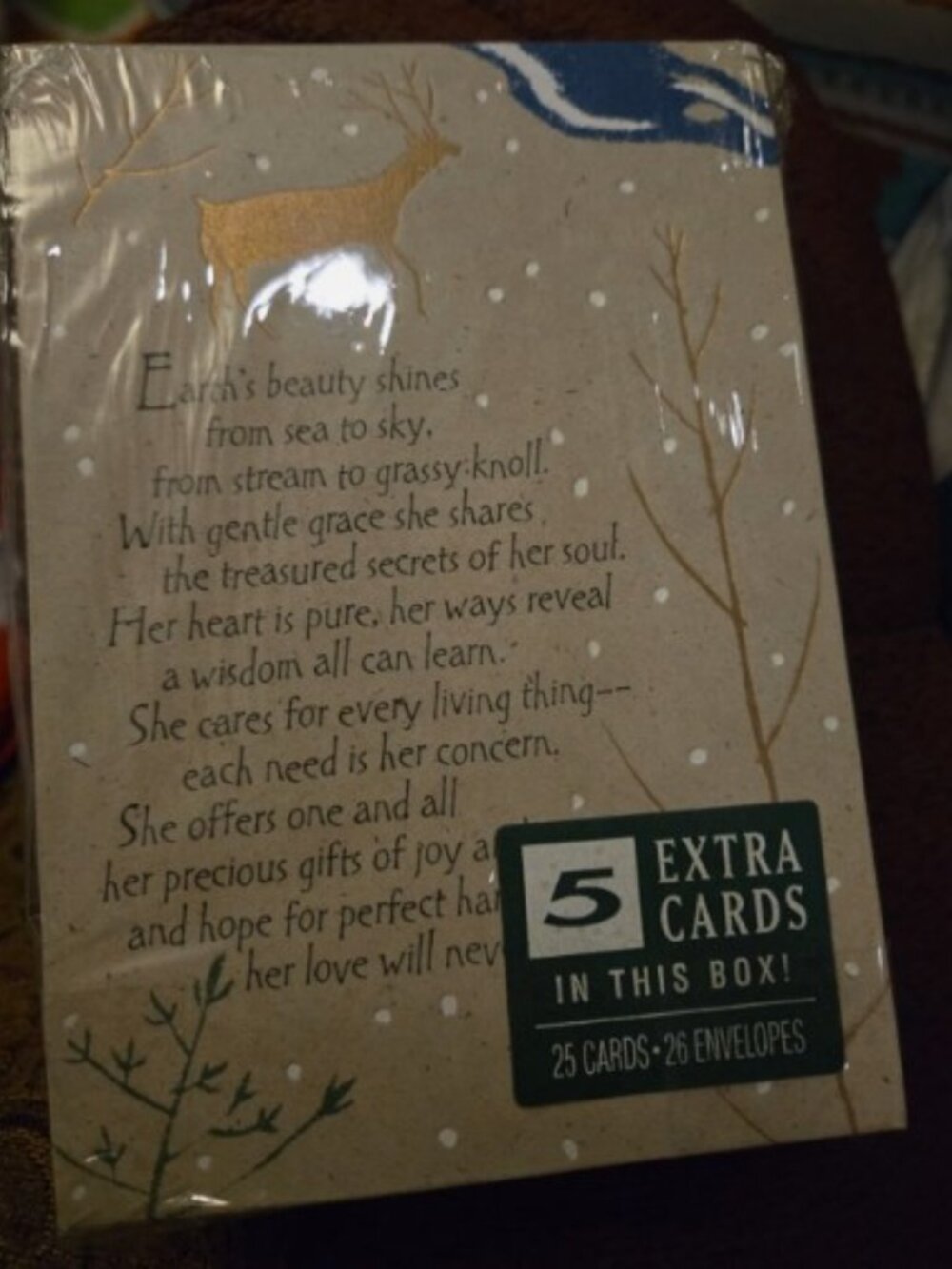 Vtg Hallmark Christmas Cards DEER EARTH NOS 25 w/Envelope Sealed Pkg Naturals